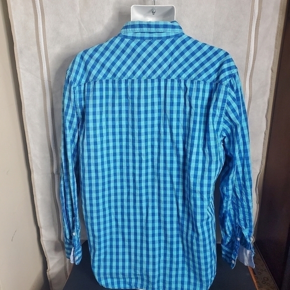 PD&C Classic Plaid Button Down Shirt Men’s XL Blue - Picture 3 of 12